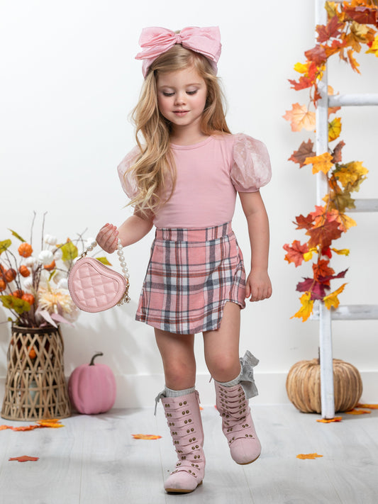 Always Pretty Pink Plaid Skort Set