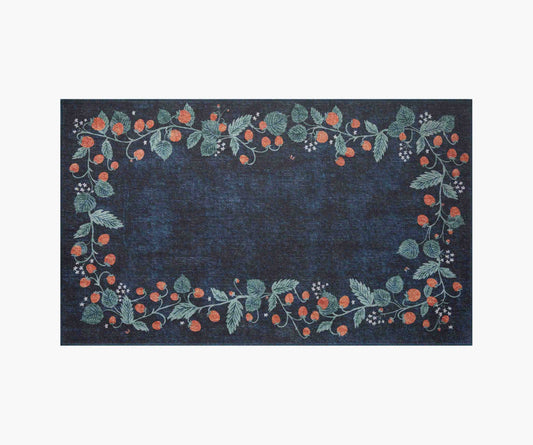 Atelier Strawberries Non-Slip Rug - Navy
